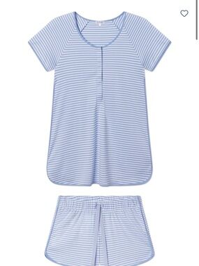 LAKE Pajamas Pima Maternity Shorts Set in hydrangea XS